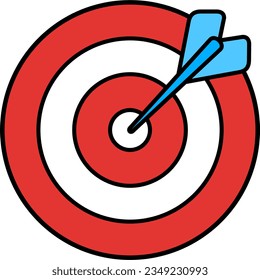 vector illustration of an dart hitting the target