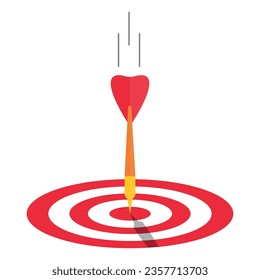 Vector illustration of dart in a target. Target shooting. Achievements and objectives.