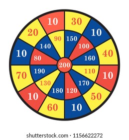 Vector illustration of dartboard for darts game isolated on white background