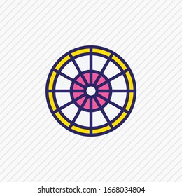 Ilustración vectorial de la línea coloreada con icono dardos. Un bello elemento atlético también se puede utilizar como elemento icono de tablero.