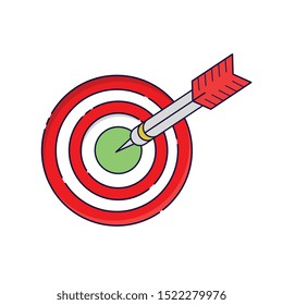 VECTOR ILLUSTRATION OF DARTS INDICATING THAT IT HIT