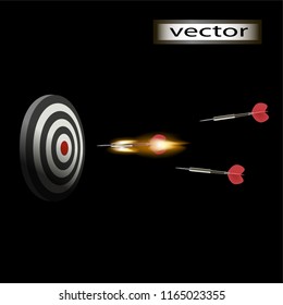 Vector illustration of Darts winner is faster, the best Darts are flying at the target, the symbol of victory, a successful attempt