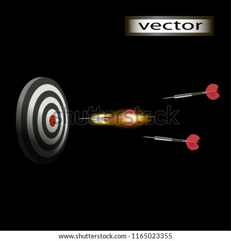Vector illustration of Darts winner is faster, the best Darts are flying at the target, the symbol of victory, a successful attempt