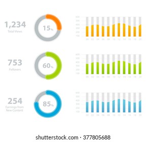 Vector illustration. Dashboard, Graph, Chart collection