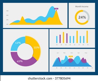 Vector Illustration. Dashboard, Graph, Chart Collection