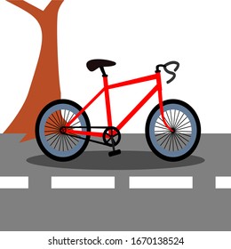 Vector illustration of a dashing red red mountain bike