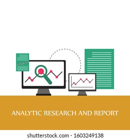 Vector illustration of Data analysis & business information research solution concept with report