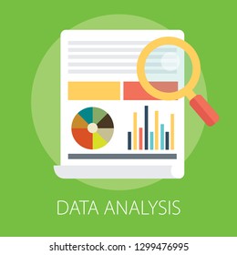 Vector Illustration Of Data Analysis And Financial Research With 