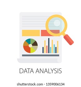 Vector Illustration Of Data Analysis And Financial Research With 