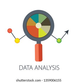 Vector illustration of data analysis and financial research with "data analysis" financial data concept.