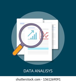 Vector illustration of data analysis and financial research with "data analysis" financial data concept.