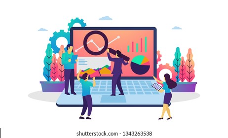 Vector illustration of Data analysis modern flat design concept. Suitable for web banner, poster, ui, flyer, mobile app.