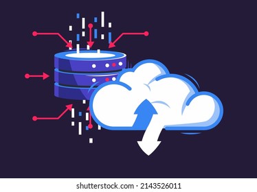 Vector illustration of a data center in a cloud storage service