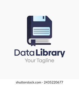 Vector Illustration for Data Library Logo: A Design Template Merging Concepts of a Book and Floppy Disk Shape