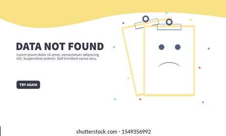Vector illustration data not found with simple modern design can used for presentation, ads, banner, blog / web, website header / landing page, email, application, and more.