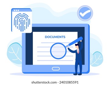 Vector illustration of data protection concept. Security and risk administration procedure regulatory documents. Privacy data protection banner.