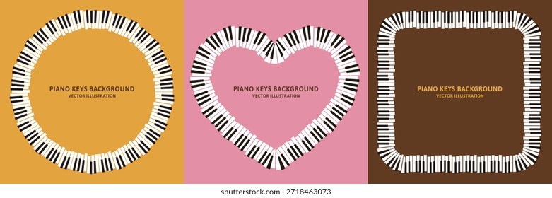 Datos de Ilustración vectorial del diseño de teclado de piano retro: Conjunto de material de marco