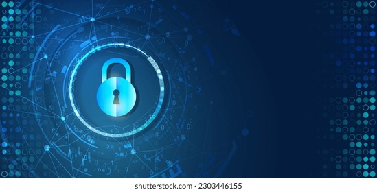 Vector illustration of data security services. Data protection, privacy, and internet security concept. Hi-tech various background. Cyber security for business and internet projects. 