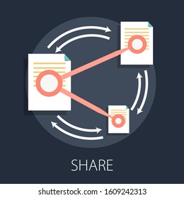 Vector Illustration Of Data Sharing And Technology Concept With 