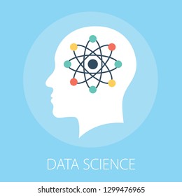 Vector illustration of data technology & science concept with "data science" innovation concept icon.