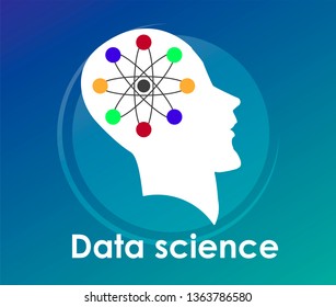 Vector illustration of data technology & science concept with "data science" innovation concept icon.