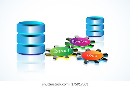 Vector illustration of Data warehousing and represents data integration, data extract, load and transformation