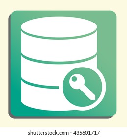 Vector illustration of database access sign icon on green light background.