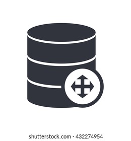 Vector illustration of database arrows sign icon on white background.