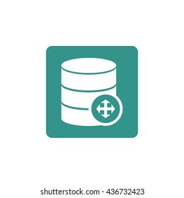 Vector illustration of database arrows sign icon on green background.