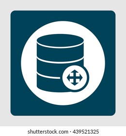 Vector illustration of database arrows sign icon on blue background.