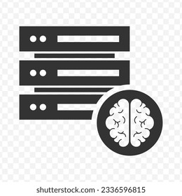Vector illustration of database brain  icon in dark color and transparent background(PNG).