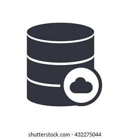 Vector illustration of database cloud sign icon on white background.
