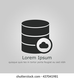 Vector illustration of database cloud sign icon on grey background.