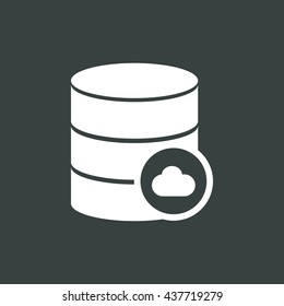 Vector illustration of database cloud sign icon on dark background.