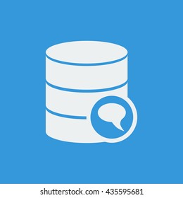 Vector illustration of database discussion sign icon on blue background.