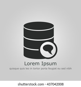 Vector illustration of database discussion sign icon on grey background.