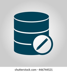Vector illustration of database edit sign icon on grey background.
