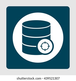 Vector illustration of database goal sign icon on blue background.
