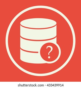 Vector illustration of database help sign icon on red background.