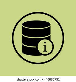 Vector illustration of database info sign icon on green circle background.