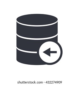 Vector illustration of database left sign icon on white background.
