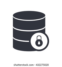 Vector illustration of database lock close sign icon on white background.