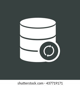 Vector illustration of database refresh sign icon on dark background.