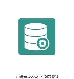 Vector illustration of database settings sign icon on green background.