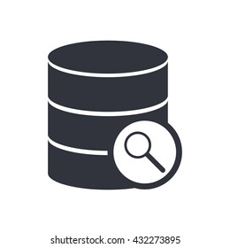 Vector illustration of database zoom sign icon on white background.