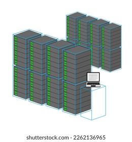 vector illustration of datacenter hosting server room concept
