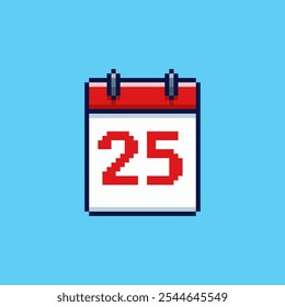 Vector Illustration of Date 25 Calendar with Pixel Art Design, perfect for game assets themed designs