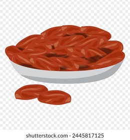 Vector illustration of date palm fruit in a bowl on transparent background