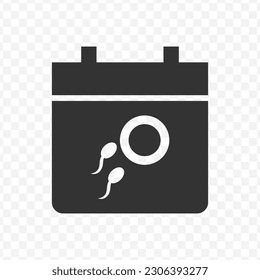 Vektorgrafik von Datum Sperma düngt Symbol in dunkler Farbe und transparentem Hintergrund(png).