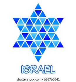 Vector illustration of David Star symbol blue mosaic - Israel.